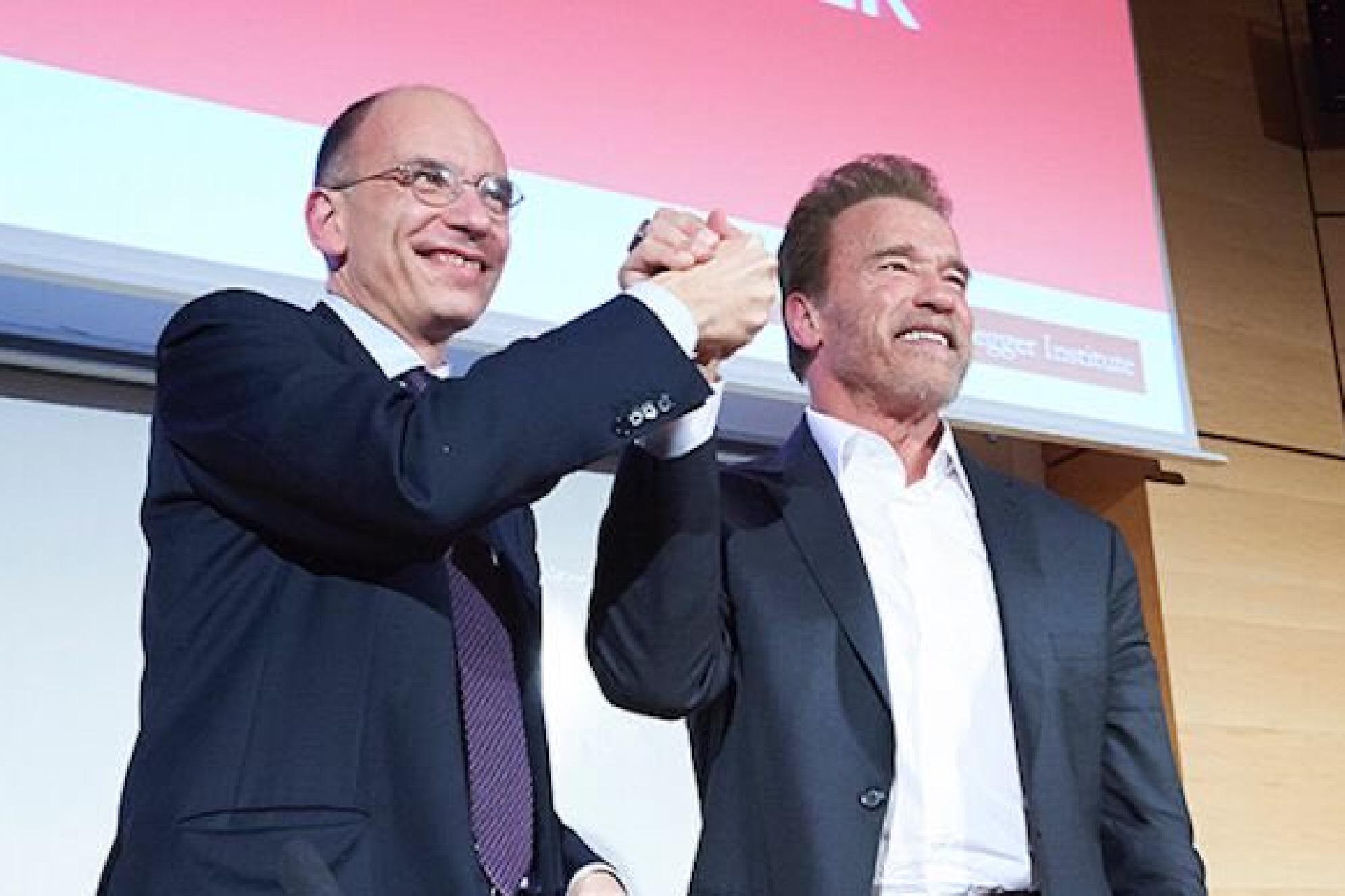 Enrico Letta e Arnold Schwarzenegger